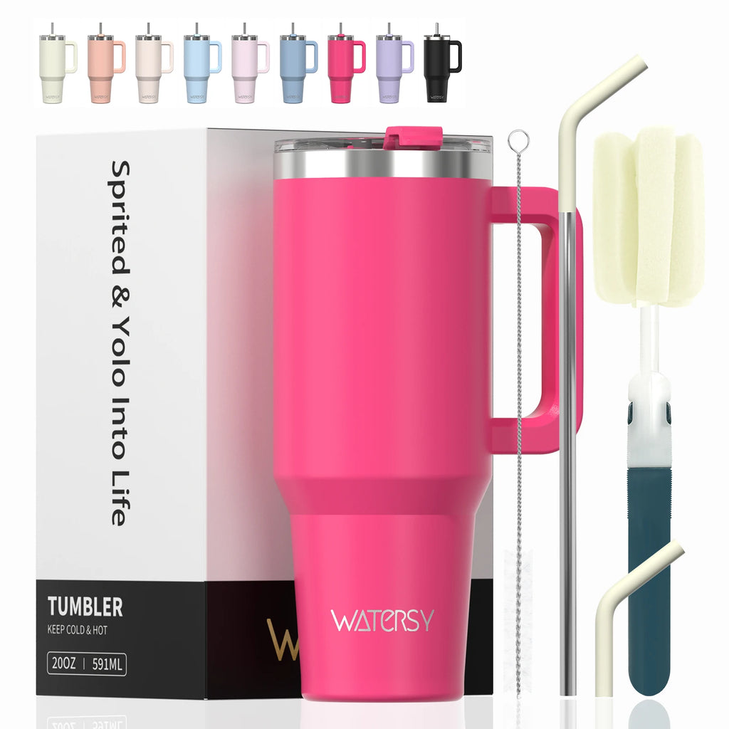 591ml Stainless Steel Insulated Tumbler with Handle & Straw