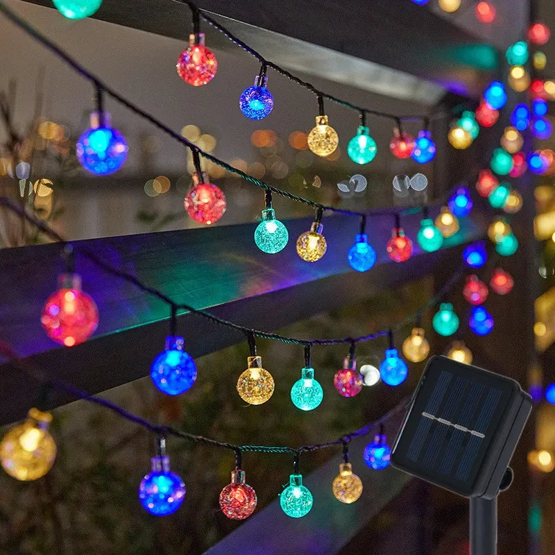 Solar Crystal Globe LED Outdoor Fairy String Lights