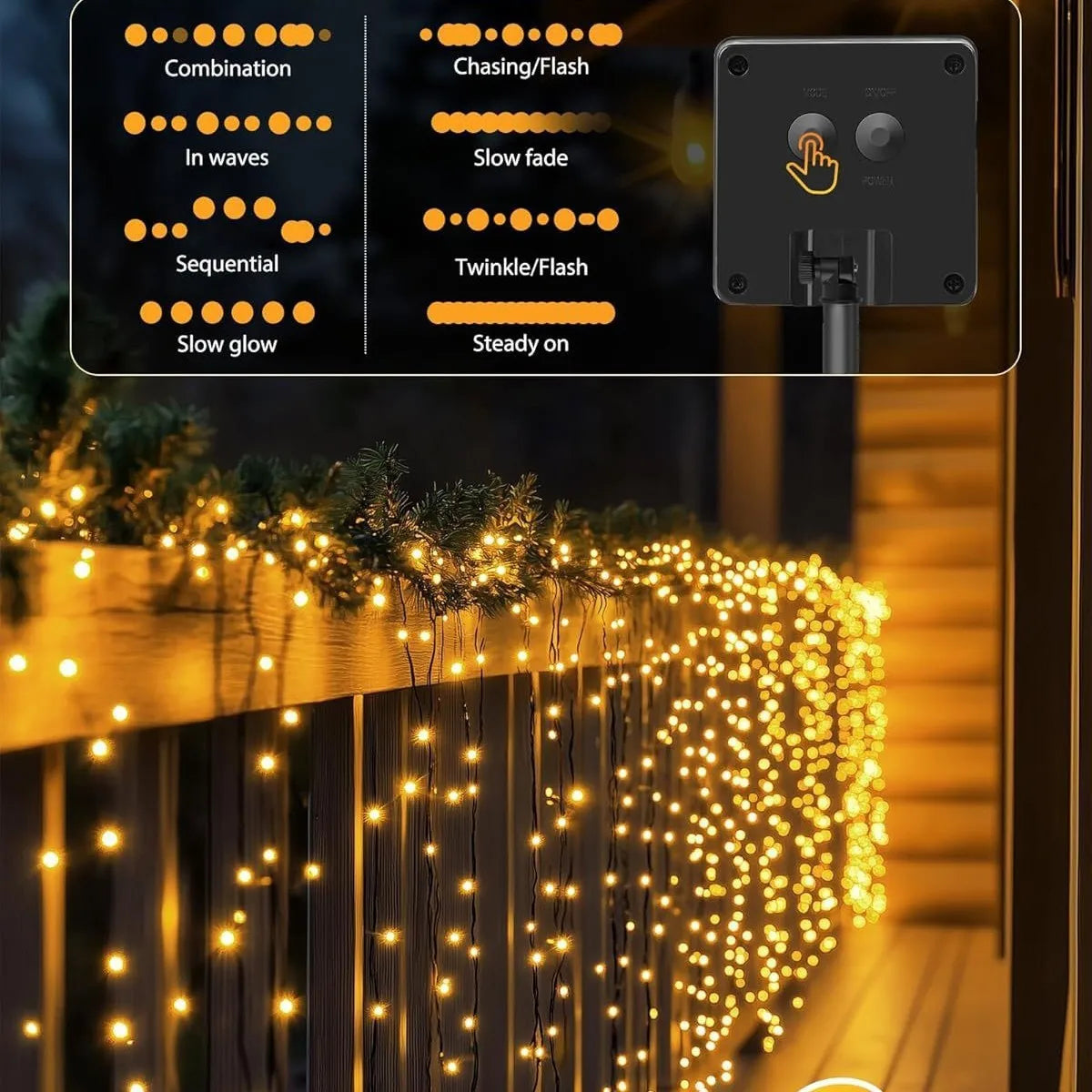 Outdoor Solar LED String Lights with 8 Lighting Modes