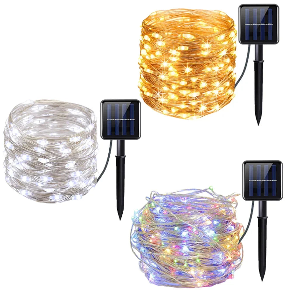Waterproof Outdoor Solar LED Fairy String Lights (7M–32M)