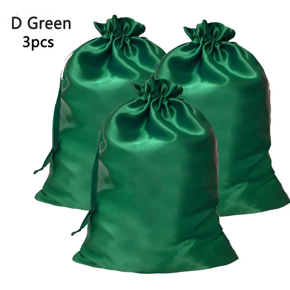 Silky Satin Wig Storage Bags with Drawstring – Dust-Free Protection, Set of 3