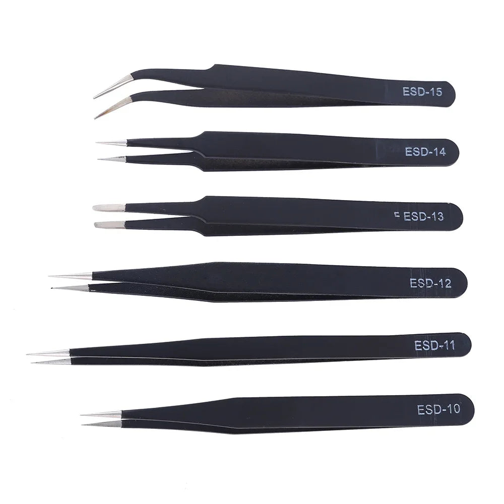 ESD Anti-Static Tweezers Set – 6 Piece