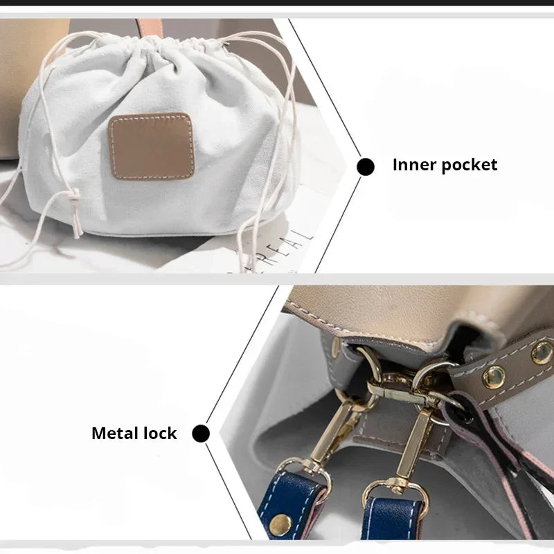 Fashionable PU Leather Bucket Bag