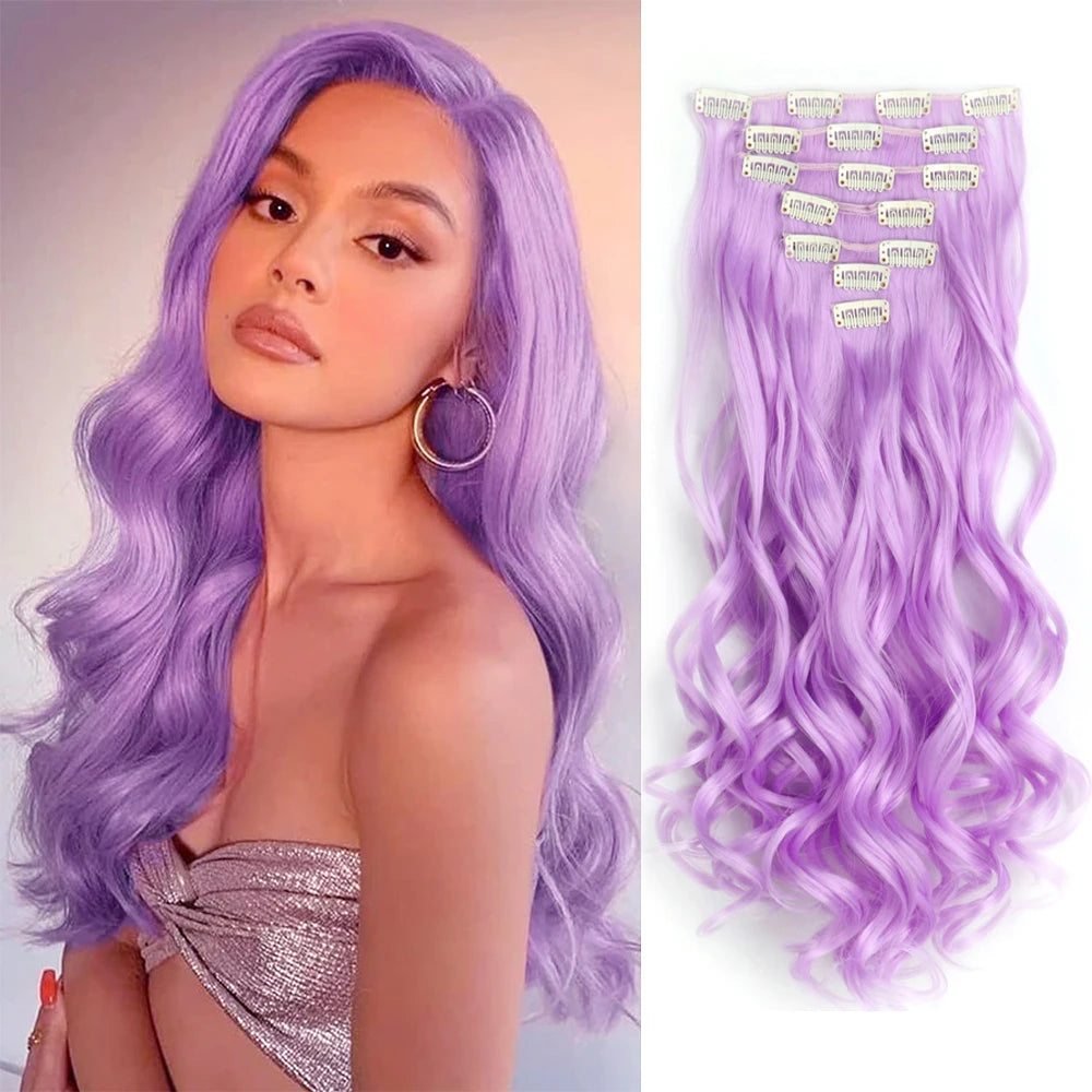 Curly Wavy Clip-In Hair Extensions – Full Head Set, 7 Pieces