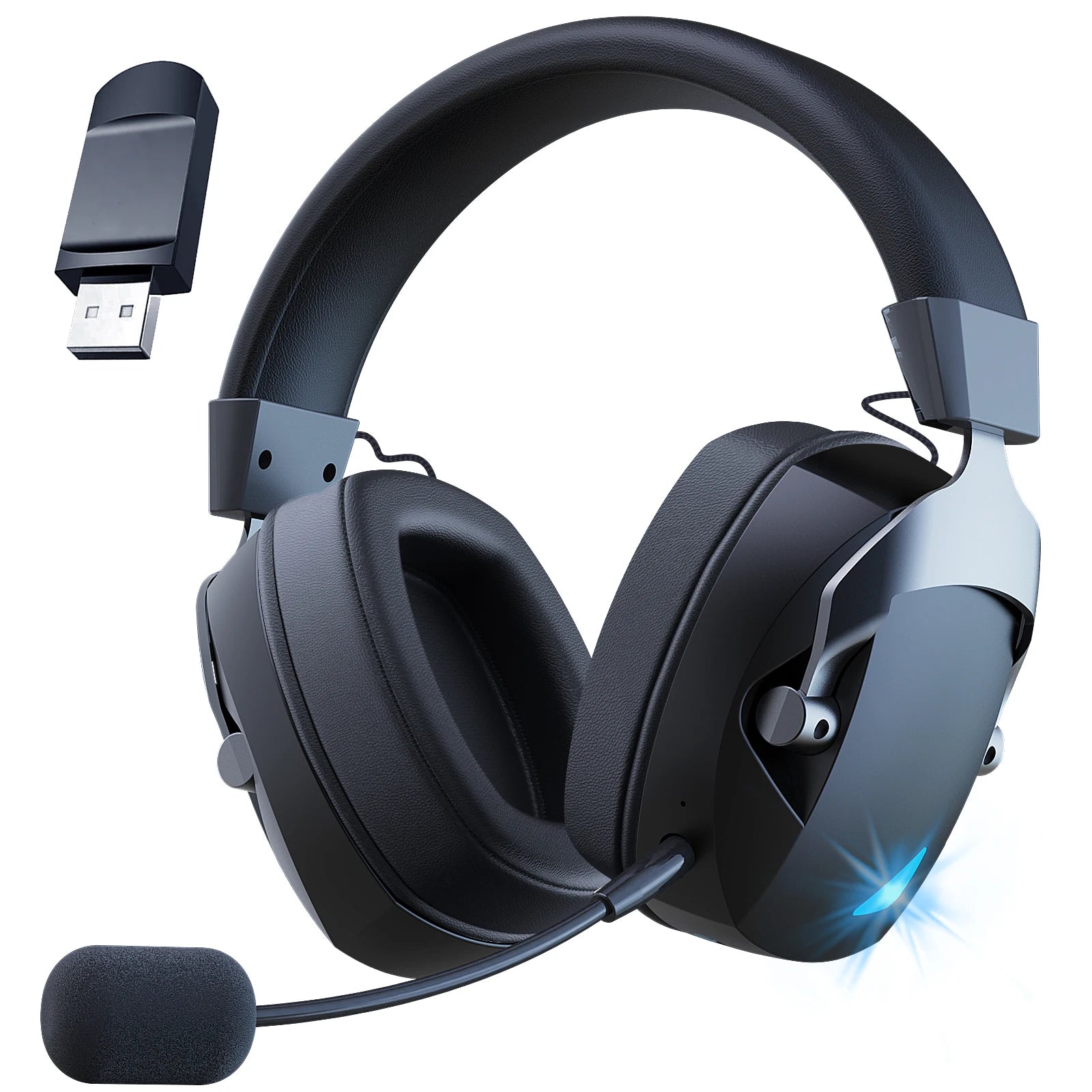 Multi-Mode Wireless Gaming Headset with Detachable Noise-Cancelling Mic