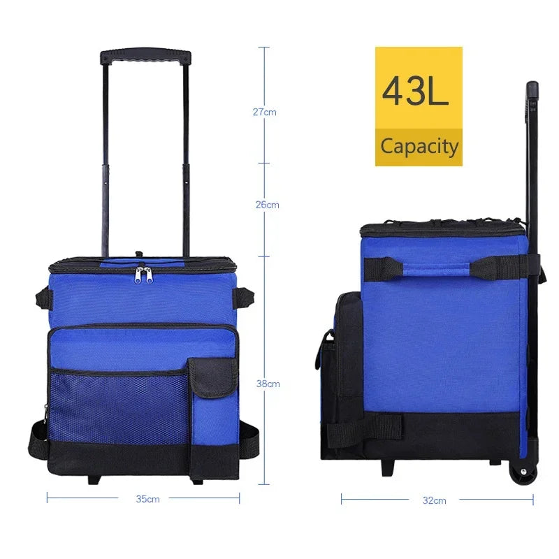 Rolling Cooler with Removable Wheels & Handle