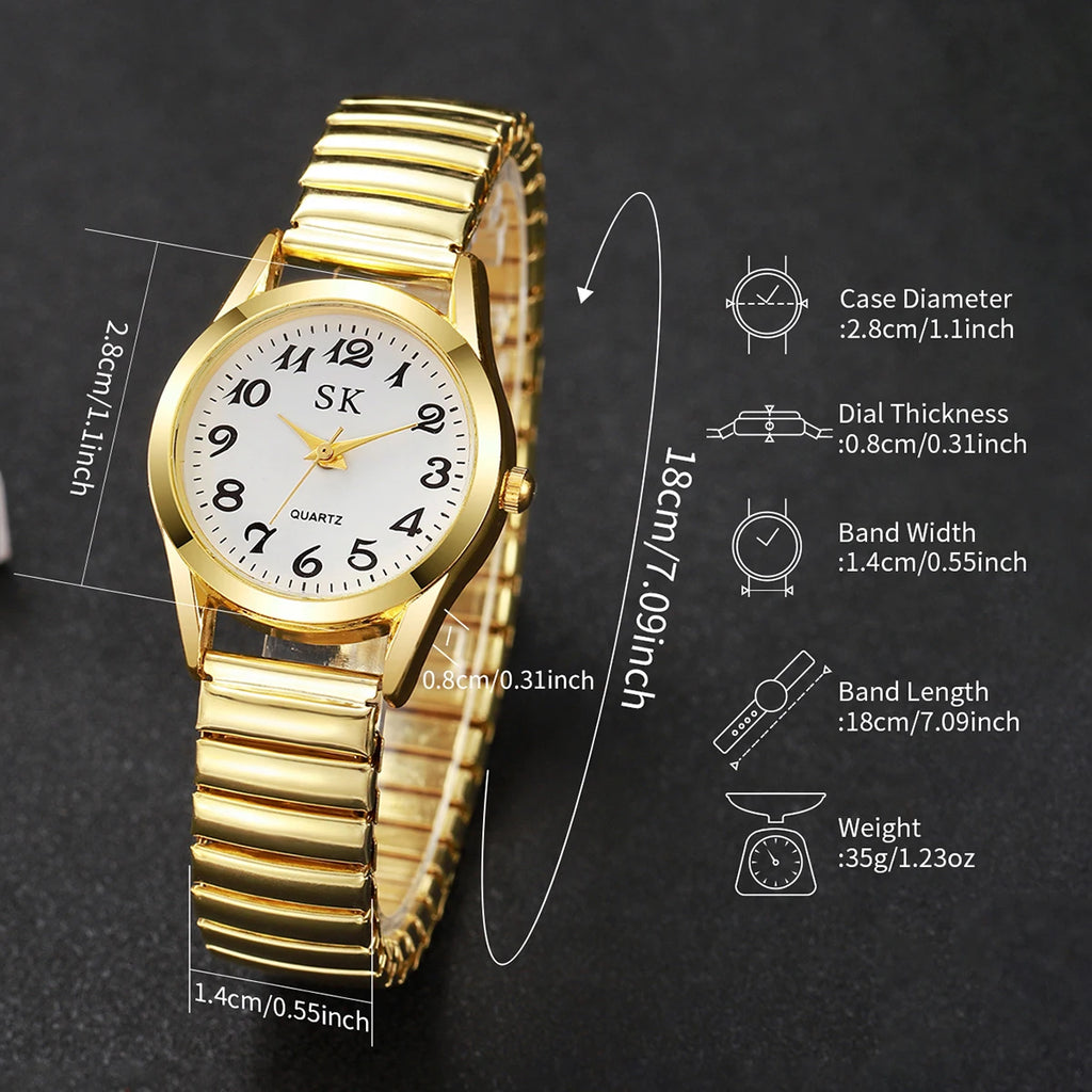 Digital Watch with Steel Strip & Elastic Band