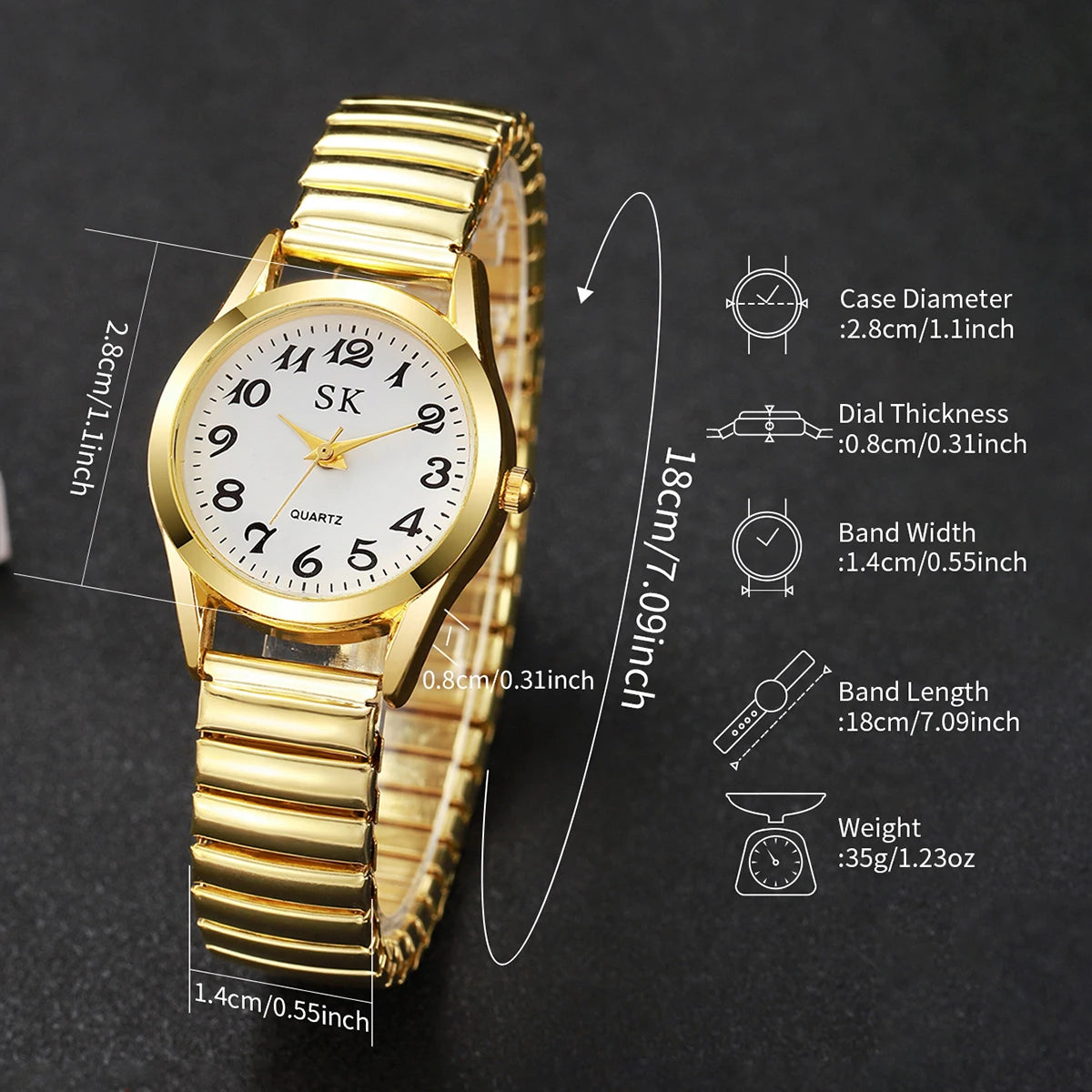 Digital Watch with Steel Strip & Elastic Band