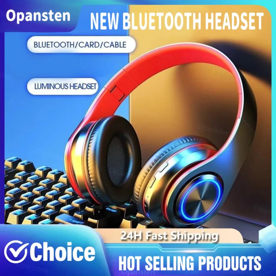 Wireless Bluetooth Gaming Headphones with Mic & RGB Lighting