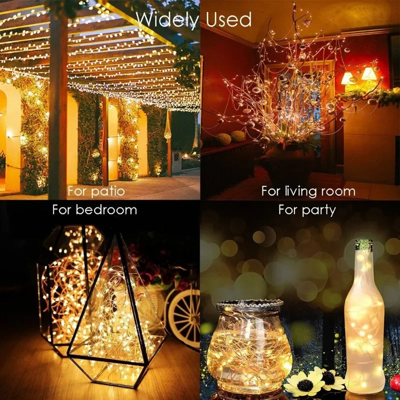 Waterproof Outdoor Solar LED String Lights with 8 Modes