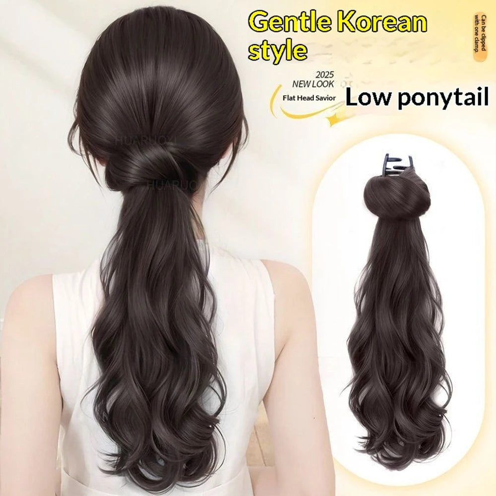 Slightly Curly Synthetic Claw Clip Ponytail Extension – Natural Look, Easy Clip-On