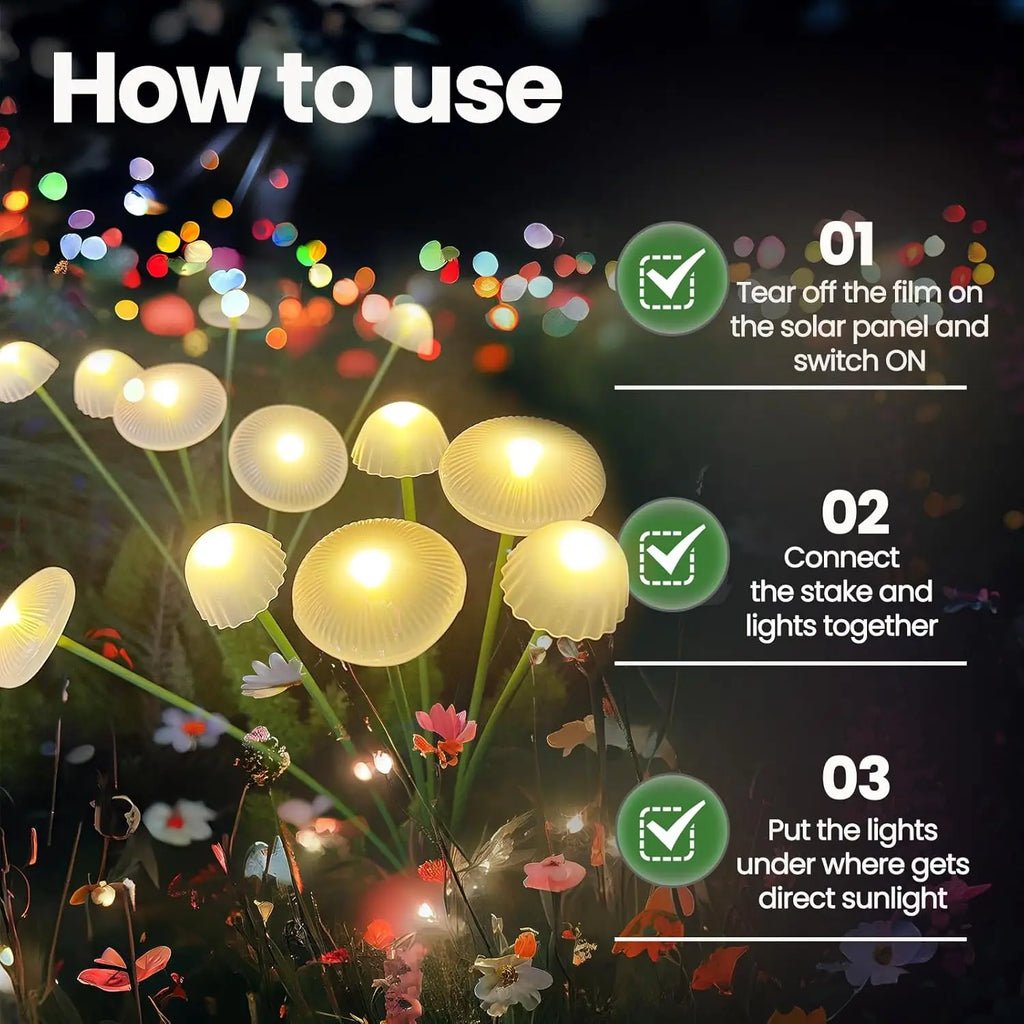 Waterproof Dual Mode LED Solar Mushroom Garden Lights
