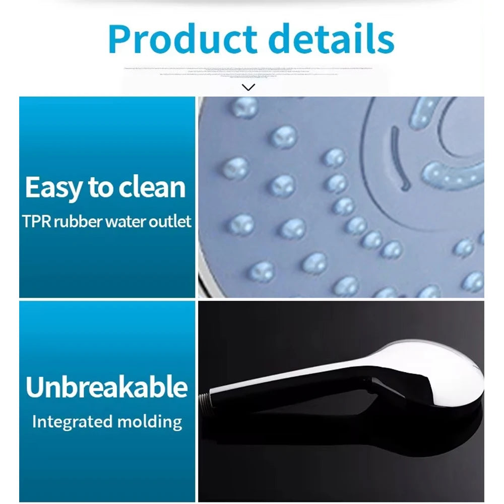 Pressurized Hand Shower - 5 Spray Modes, Large Water Output