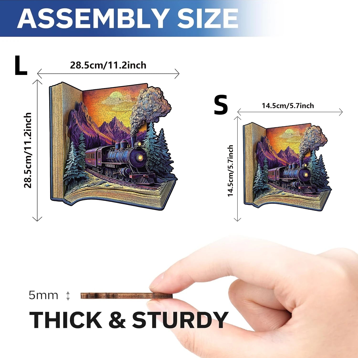 Wooden Train in a Book Puzzle for Adults