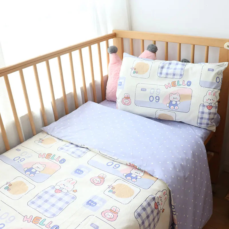 3 Pcs Kids Bedding Set - Cotton Bed Linen set Include, Pillowcase, Sheet and Duvet Cover