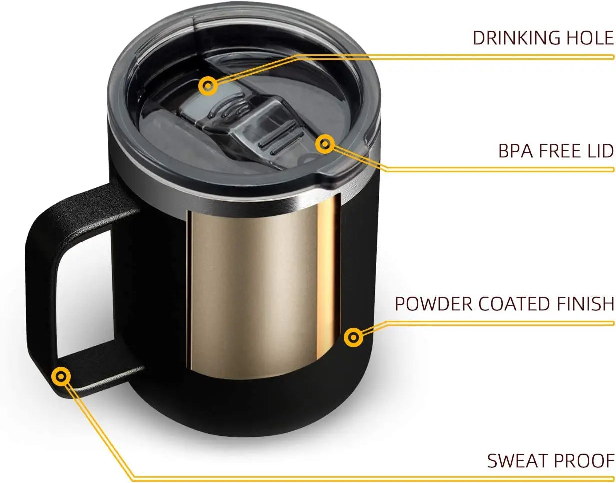 Stainless Steel Insulated Coffee Mug 360ml Tumbler Cup with Lid for Hot & Cold Drinks