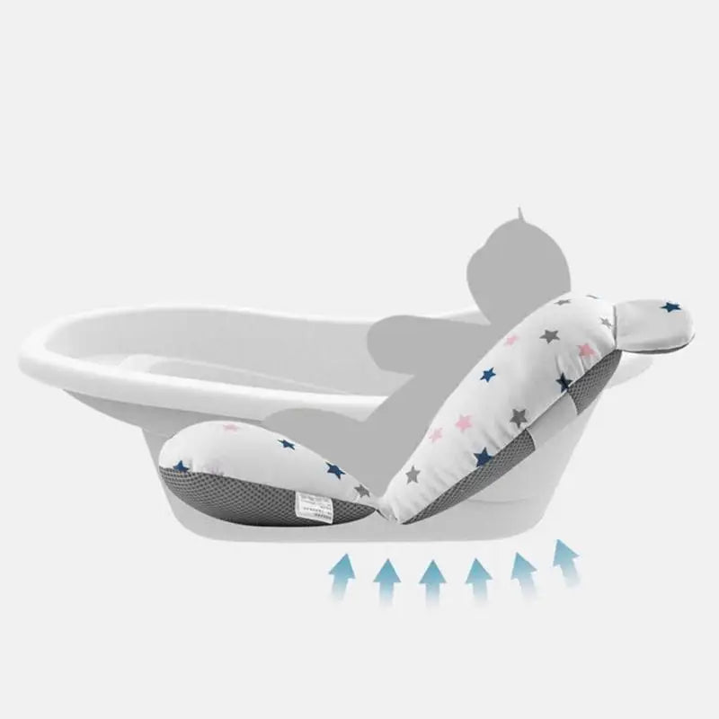 Newborn Bath Cushion - Adjustable, Foldable with Buckles & 3 Safety Clips