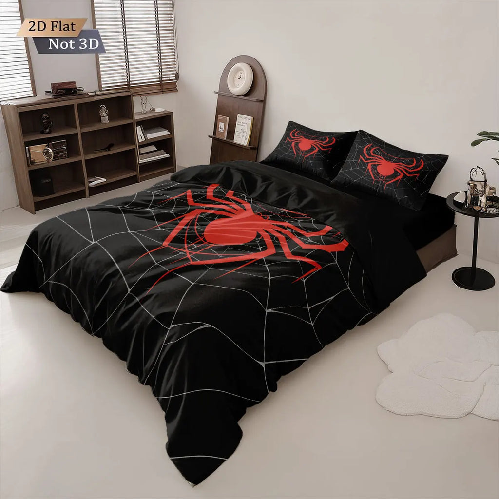 3pcs Cyber Style Spider Printed Down Duvet Cover Set