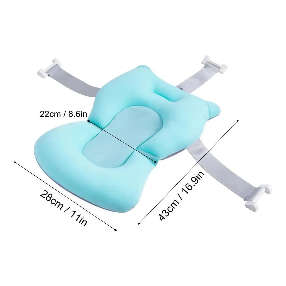 Newborn Bath Cushion - Adjustable, Foldable with Buckles & 3 Safety Clips