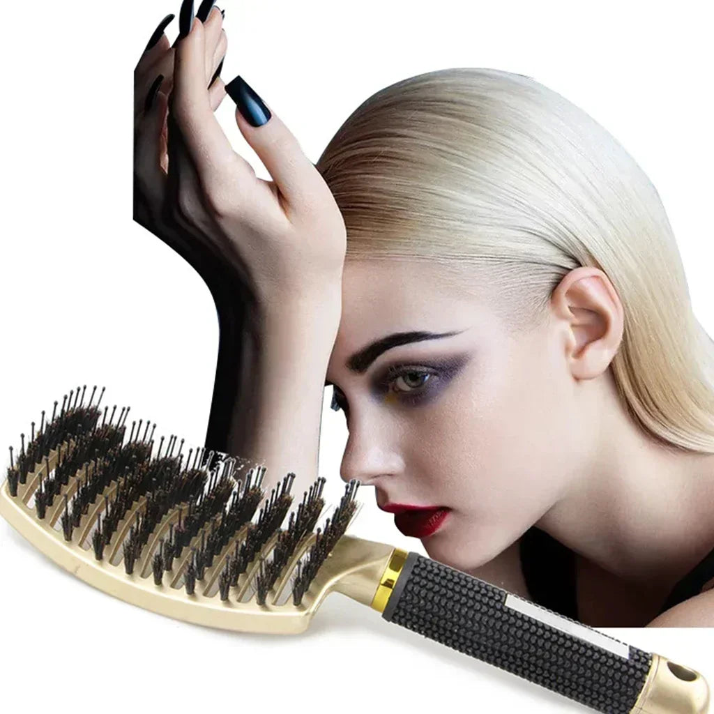 Boar Bristle & Nylon Pin Hairbrush – Smoothing & Detangling Brush