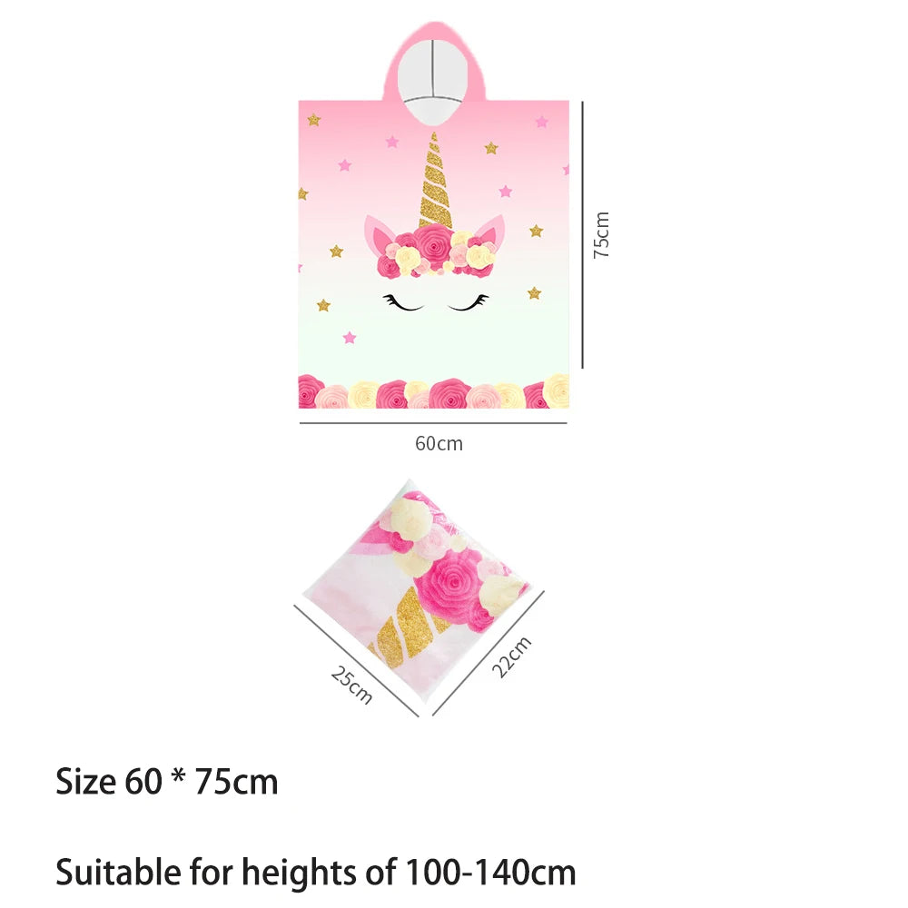 Kids Cartoon Hooded Bathrobe & Beach Towel Cloak