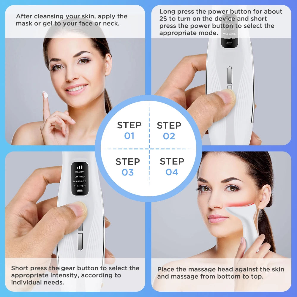 Microcurrent Neck Beauty Device - 3 Massage Modes for Skin Tightening