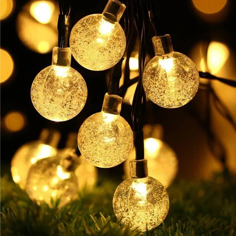 Solar Crystal Globe LED Outdoor Fairy String Lights