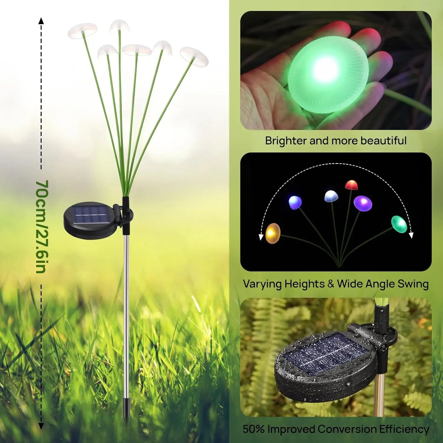 Waterproof Dual Mode LED Solar Mushroom Garden Lights