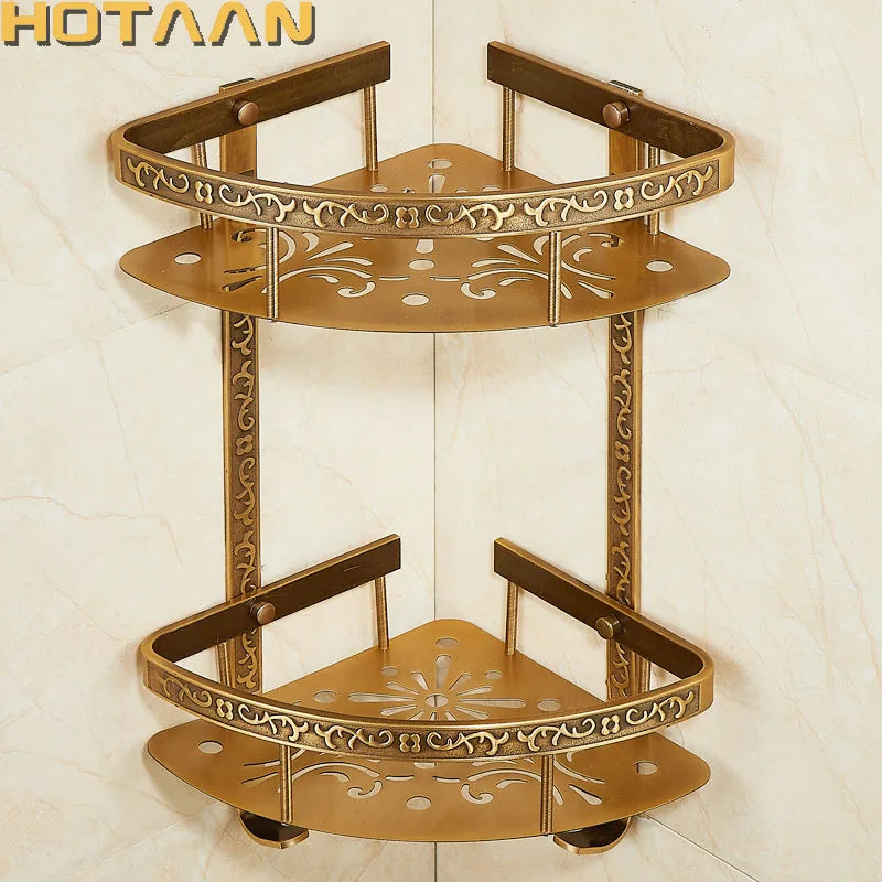 Antique Brass Aluminium Bathroom Accessories Set - Wall Mounted
