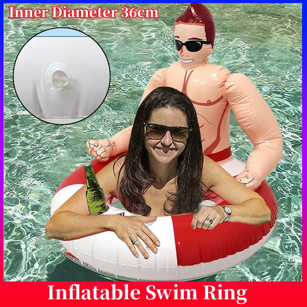 Muscle Man Shaped Inflatable Swimming Ring Pool Float
