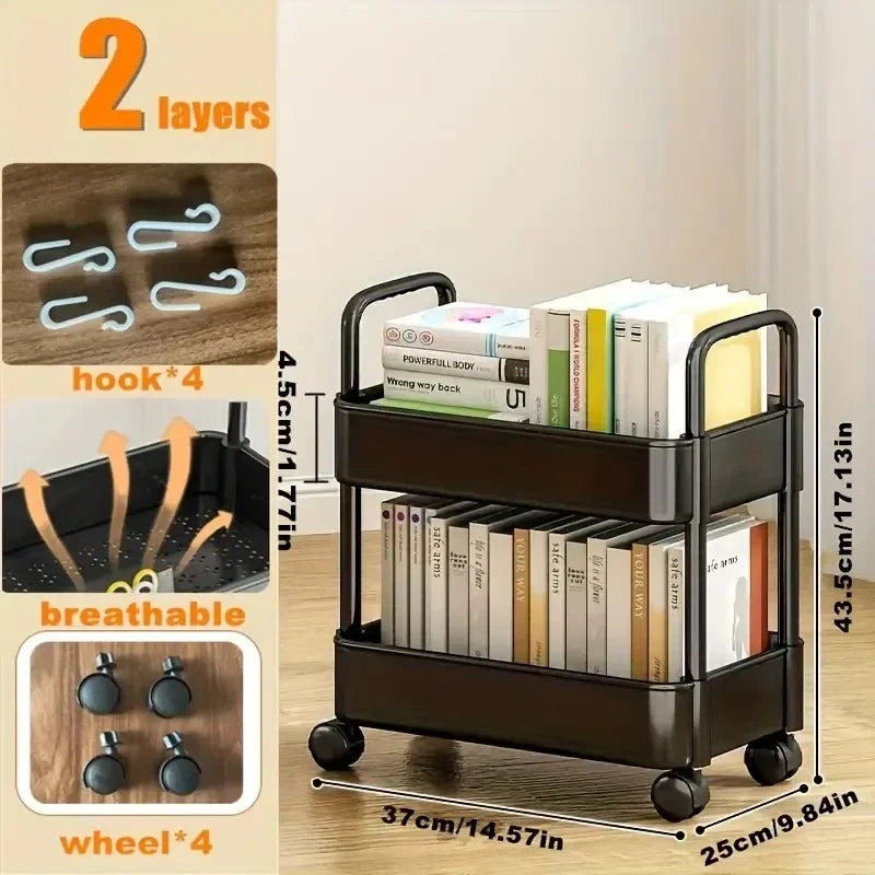 2-Layer Detachable Plastic Stationery Trolley