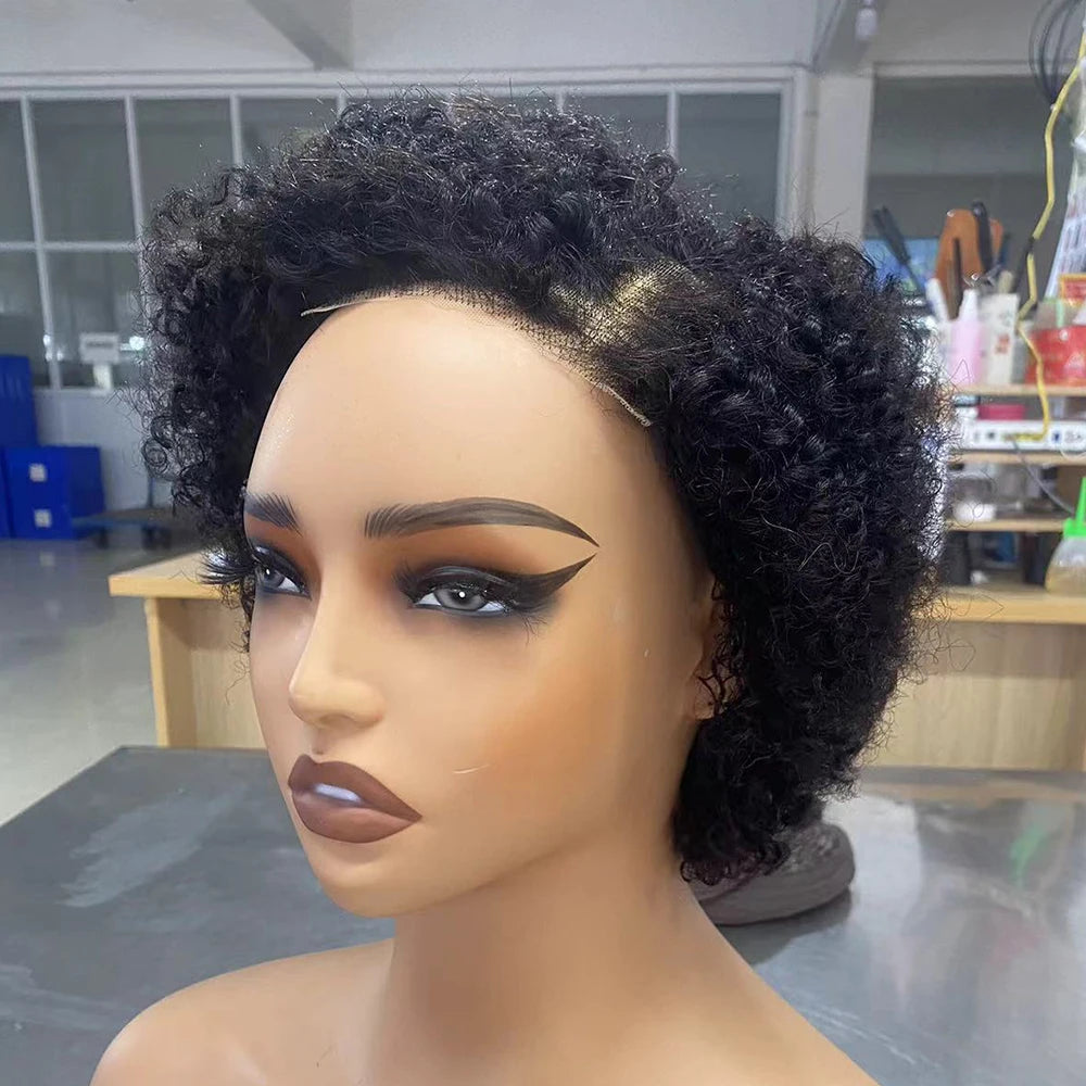 Glueless Curly Pixie Cut Human Hair Wig