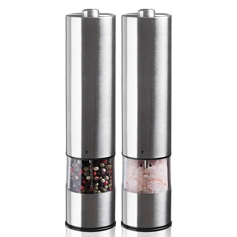 Electric Salt & Pepper Grinder Set – Stainless Steel, One-Handed Operation, Mill with Light