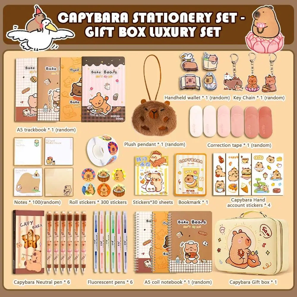 Capybara Stationery Gift Set - Large Capacity Pencil Case