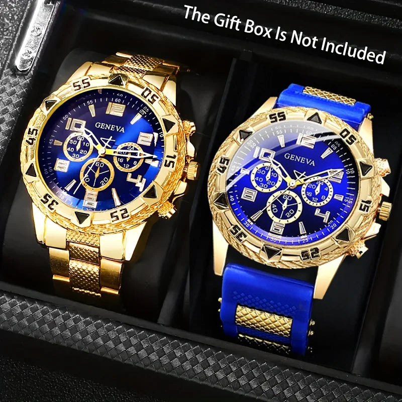 Men's Vintage Quartz Watch Set – Set of 2