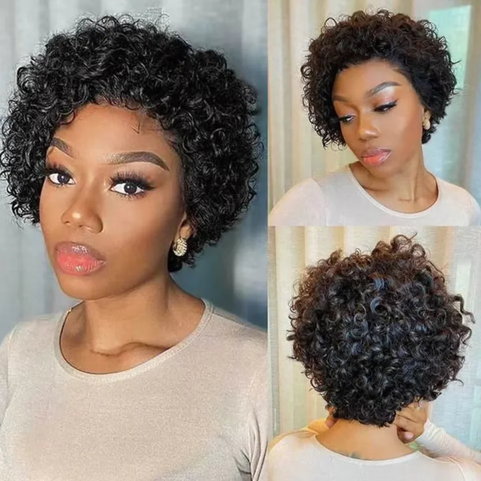 Water Wave Bob Pixie Cut Lace Front Wig – Short Natural Style