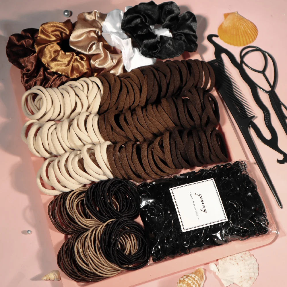 Hair Scrunchies, Hairbands & Hair Ties Set – Assorted Colours & Styles