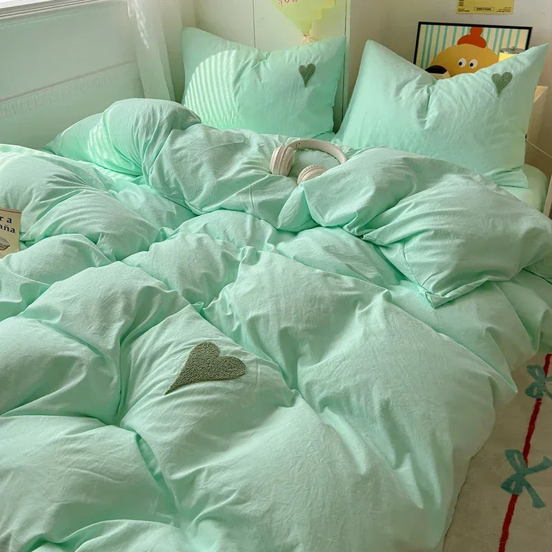 Washed Cotton Bedding Set - Black Duvet Cover Set