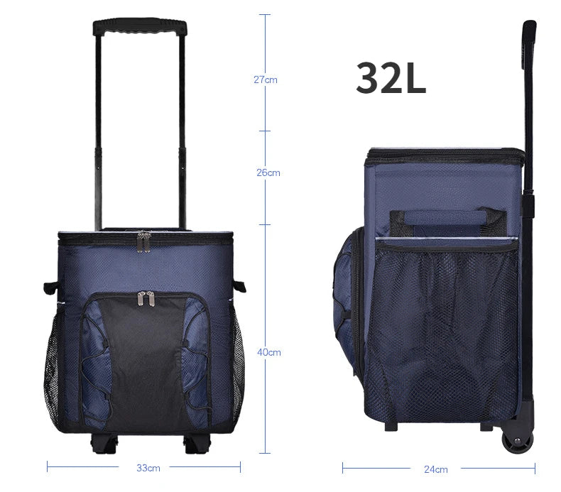 Rolling Cooler with Removable Wheels & Handle