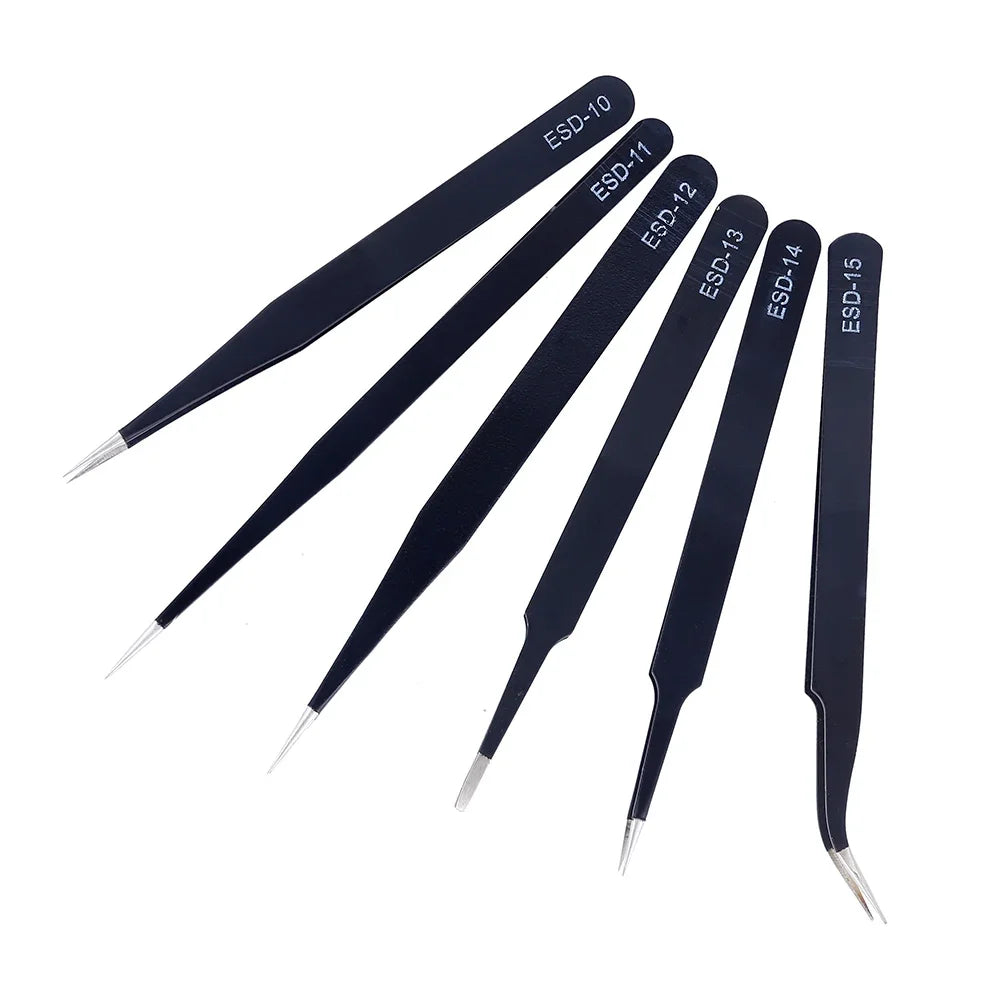 ESD Anti-Static Tweezers Set – 6 Piece