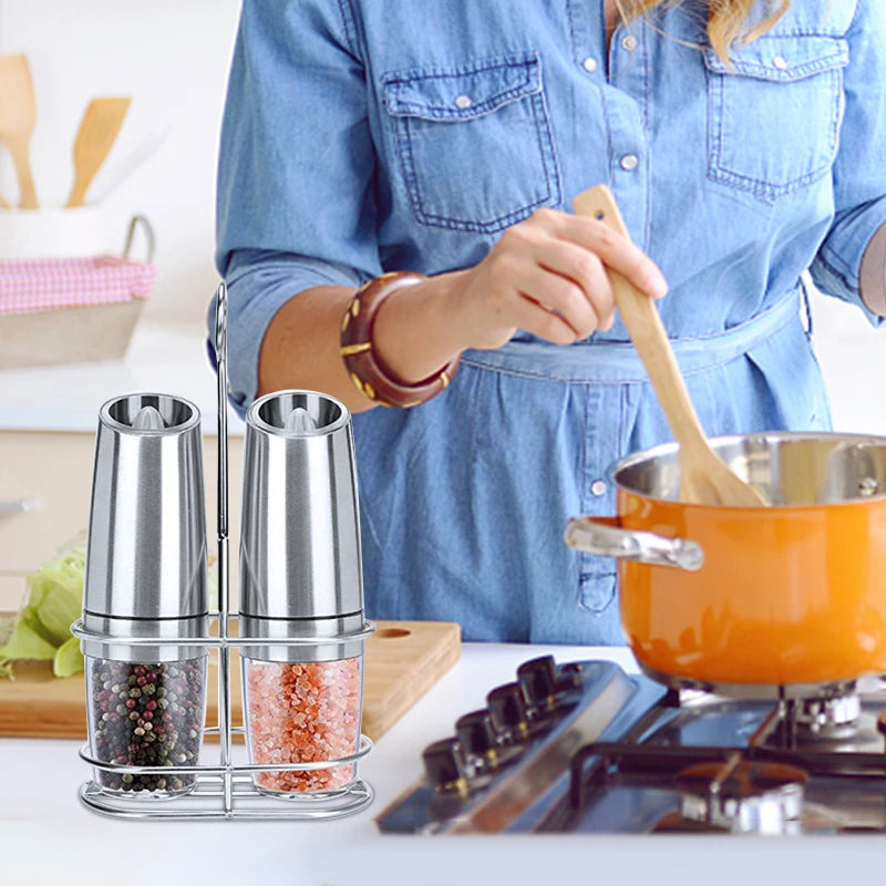 Electric Salt & Pepper Mill Set – LED Light