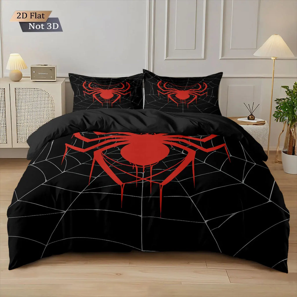 3pcs Cyber Style Spider Printed Down Duvet Cover Set