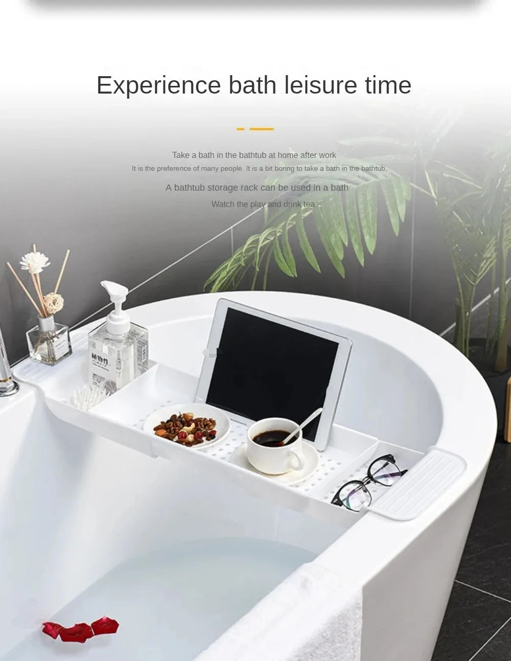 Adjustable Bathtub Rack - Telescopic Plastic Drainage Shelf