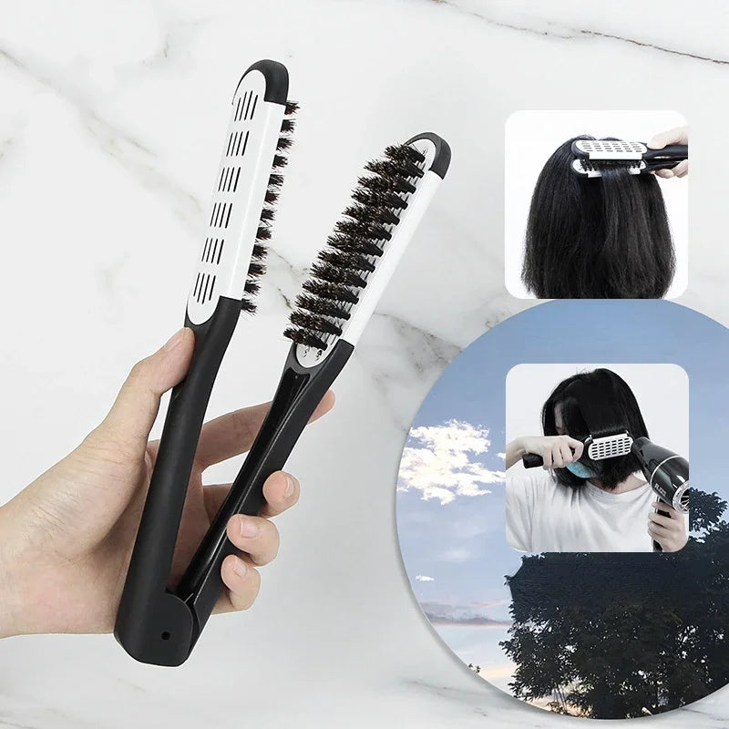 Pro Double Brush Nylon Hair Straightener