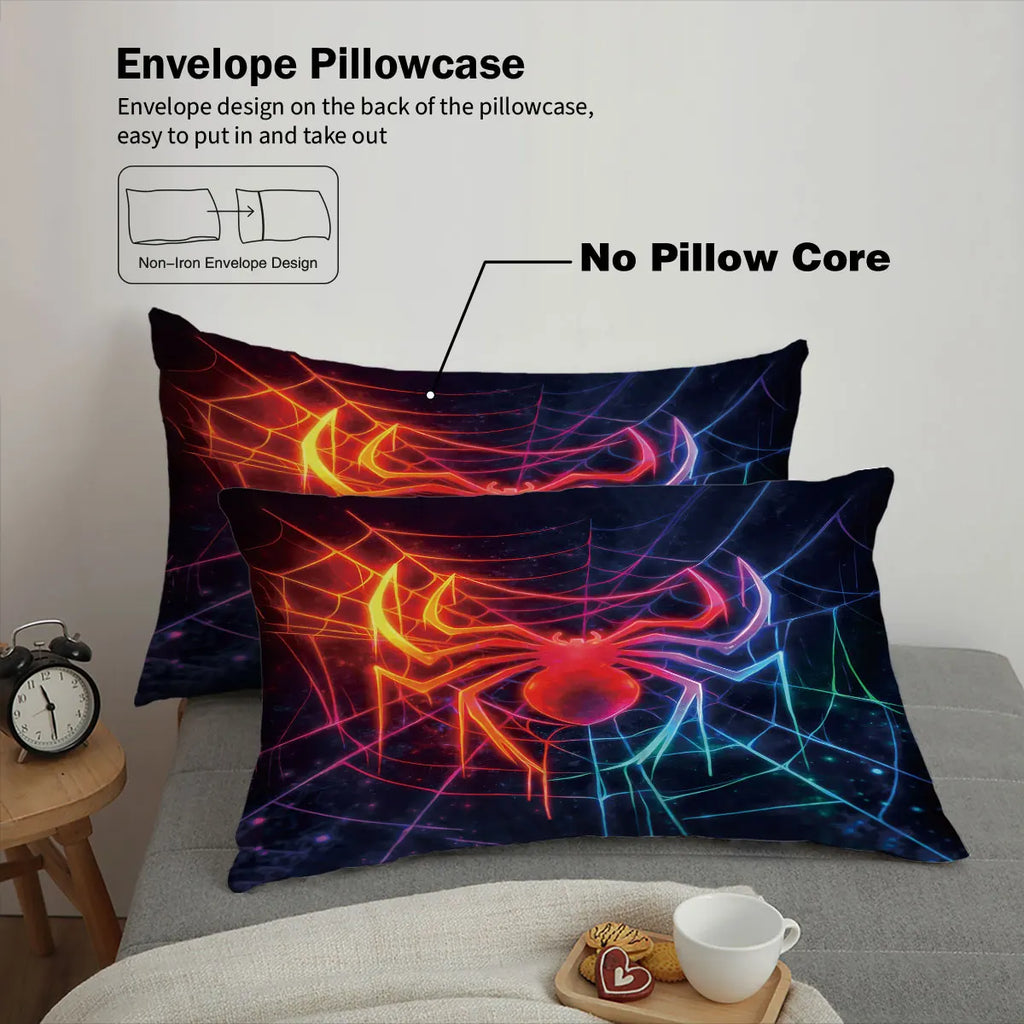 3pcs Cyber Style Spider Printed Down Duvet Cover Set