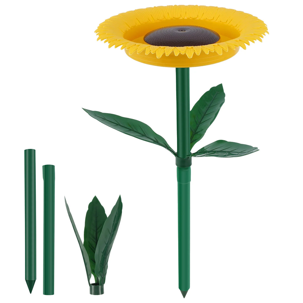 Sun Floral Standing Outdoor Bird Bath Feeder