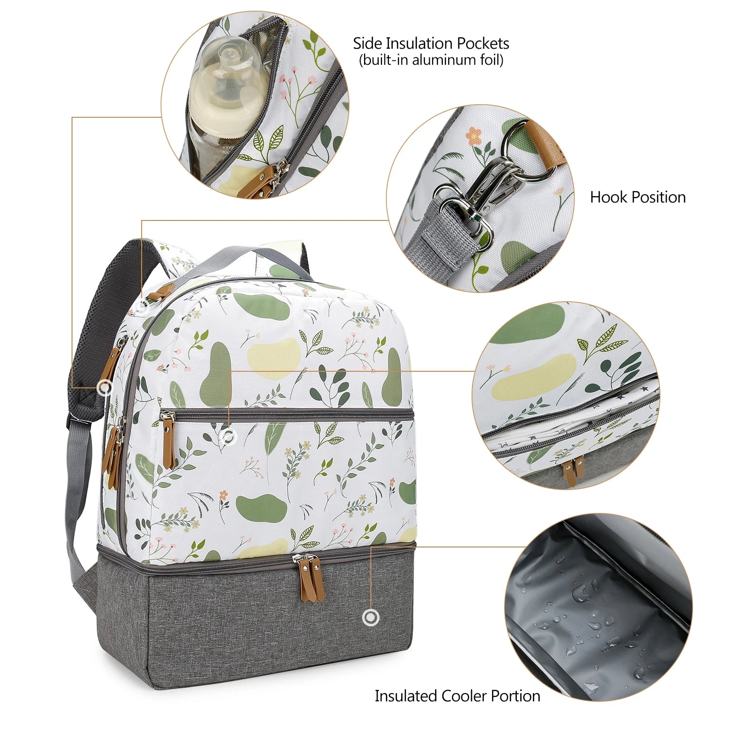 Breast Pump Bag with Insulated Cooler Compartment