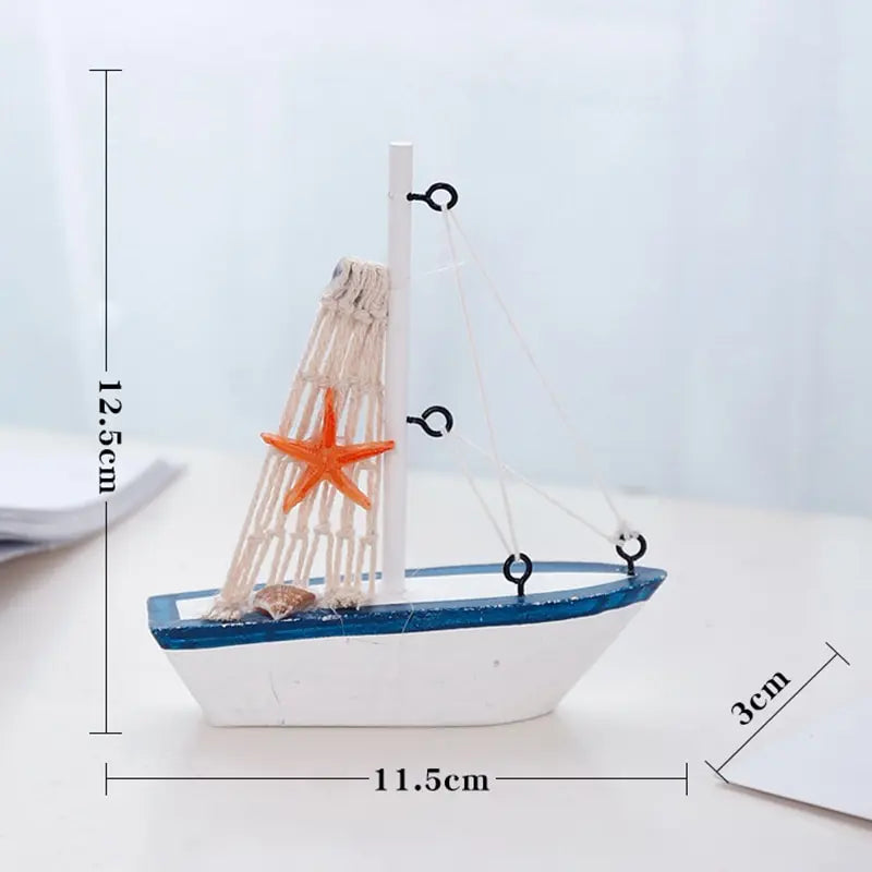 Wooden Blue Sailing Boat – Nautical Home Décor Ornament