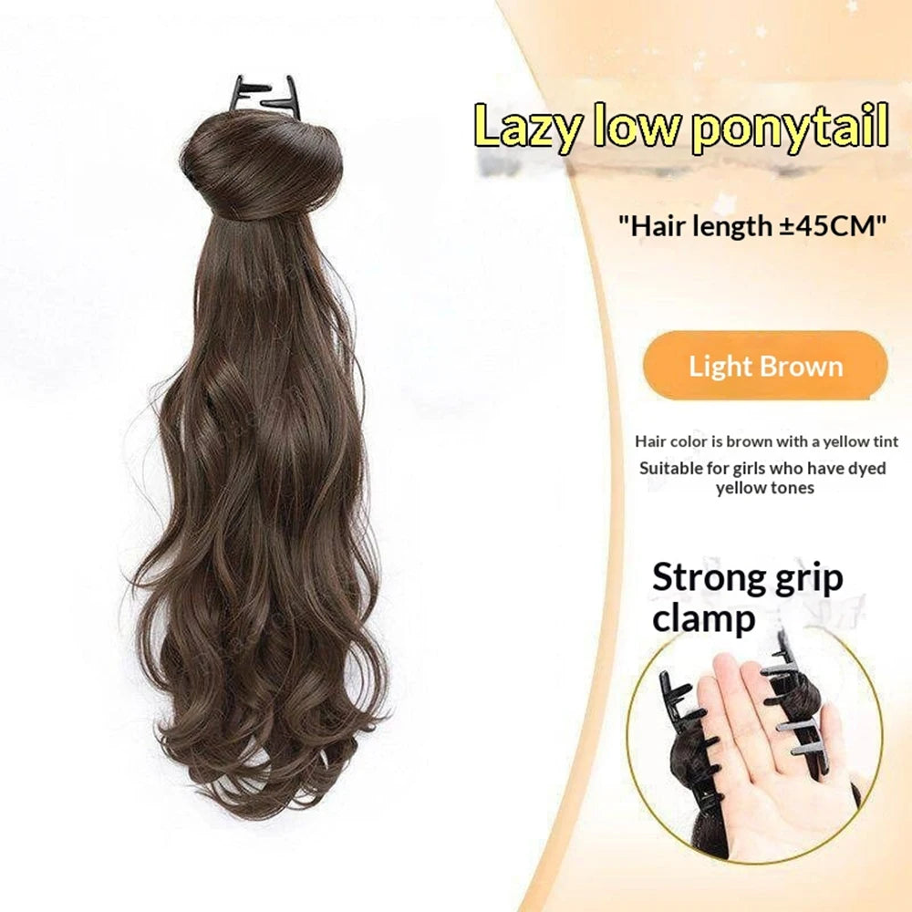 Slightly Curly Synthetic Claw Clip Ponytail Extension – Natural Look, Easy Clip-On