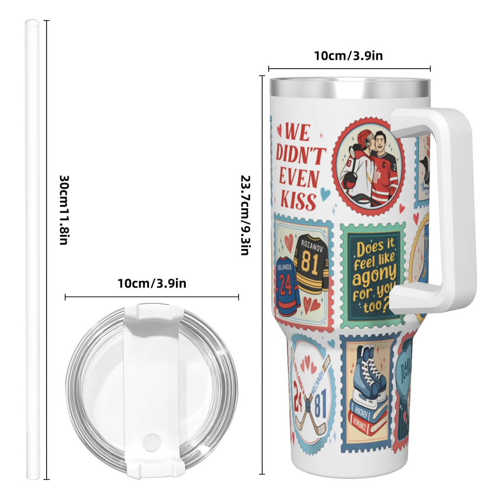 Large Portable Stainless Steel Thermal Tumbler with Straw